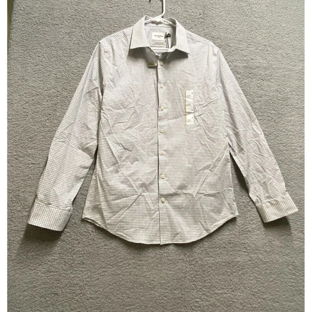 Goodfellow & Co Standard Fit Checkered Long Sleeve Button-Down Shirt Gray Sz M